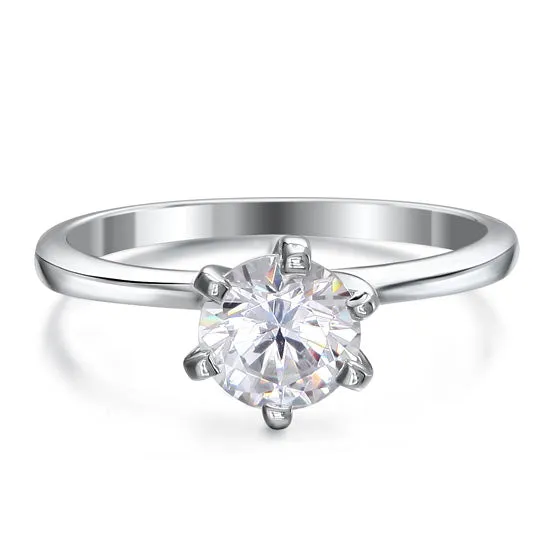 1 Carat Created Diamond Engagement Sterling 925 Silver Ring XFR8027