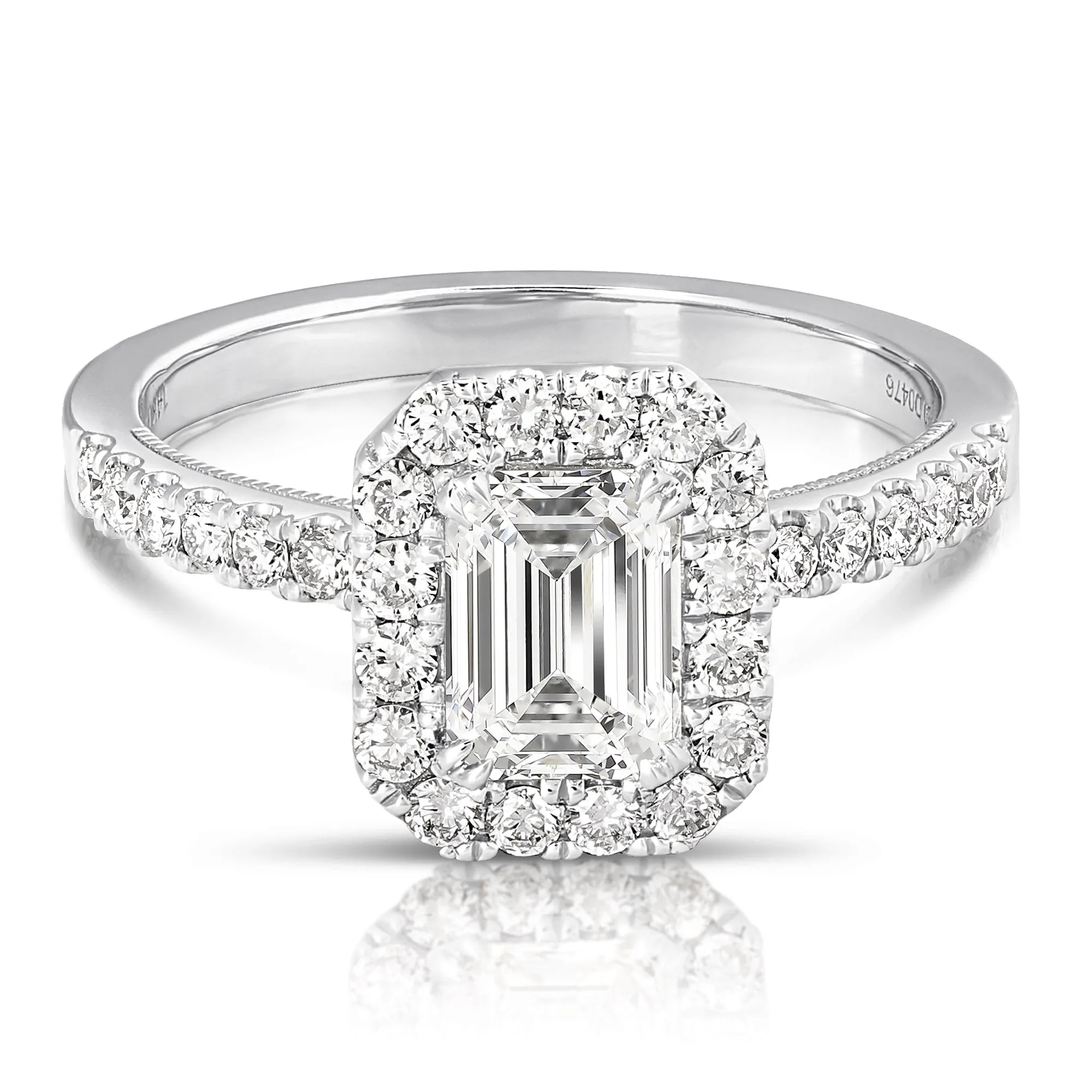 1 Ct Emerald Cut Complete Engagement Ring