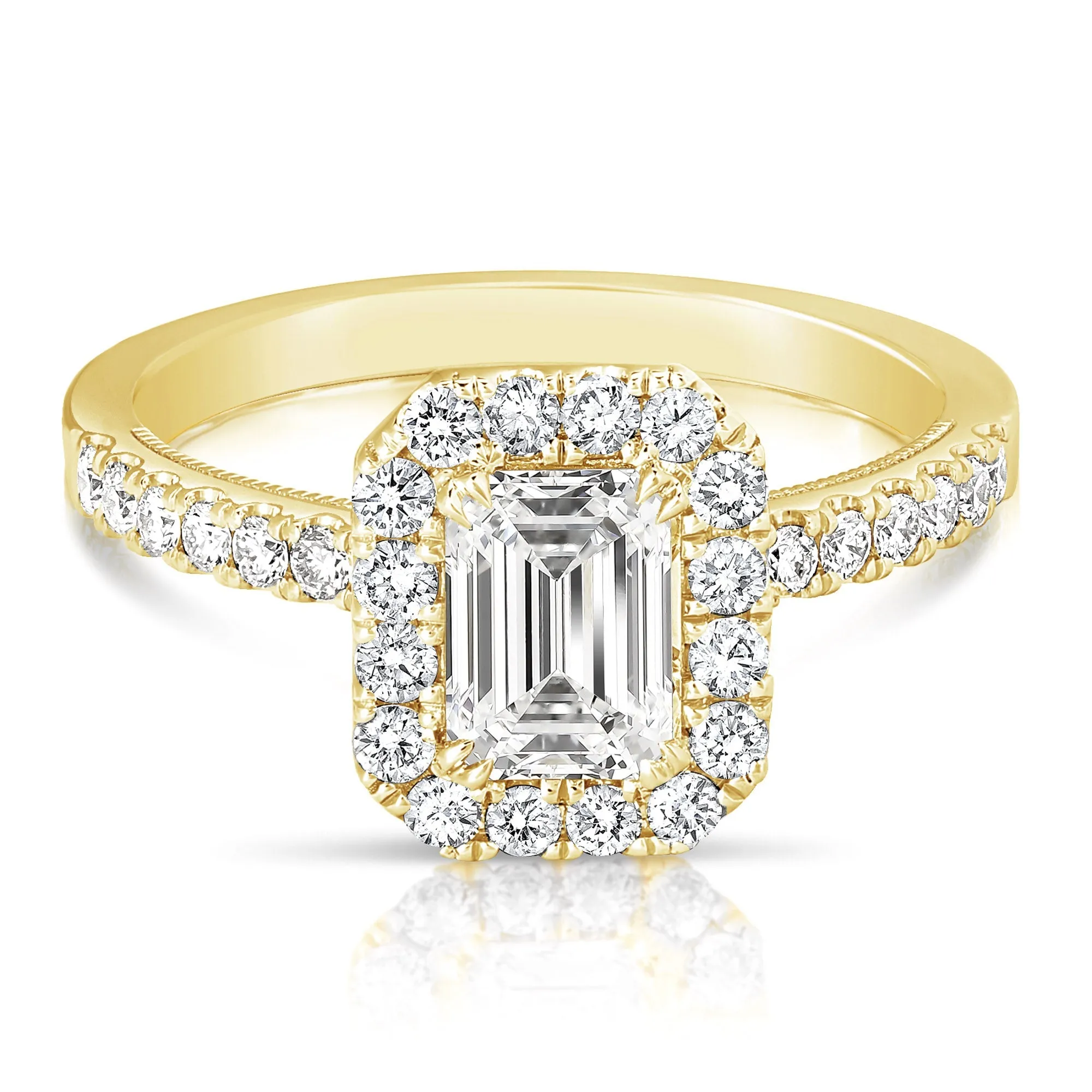 1 Ct Emerald Cut Complete Engagement Ring