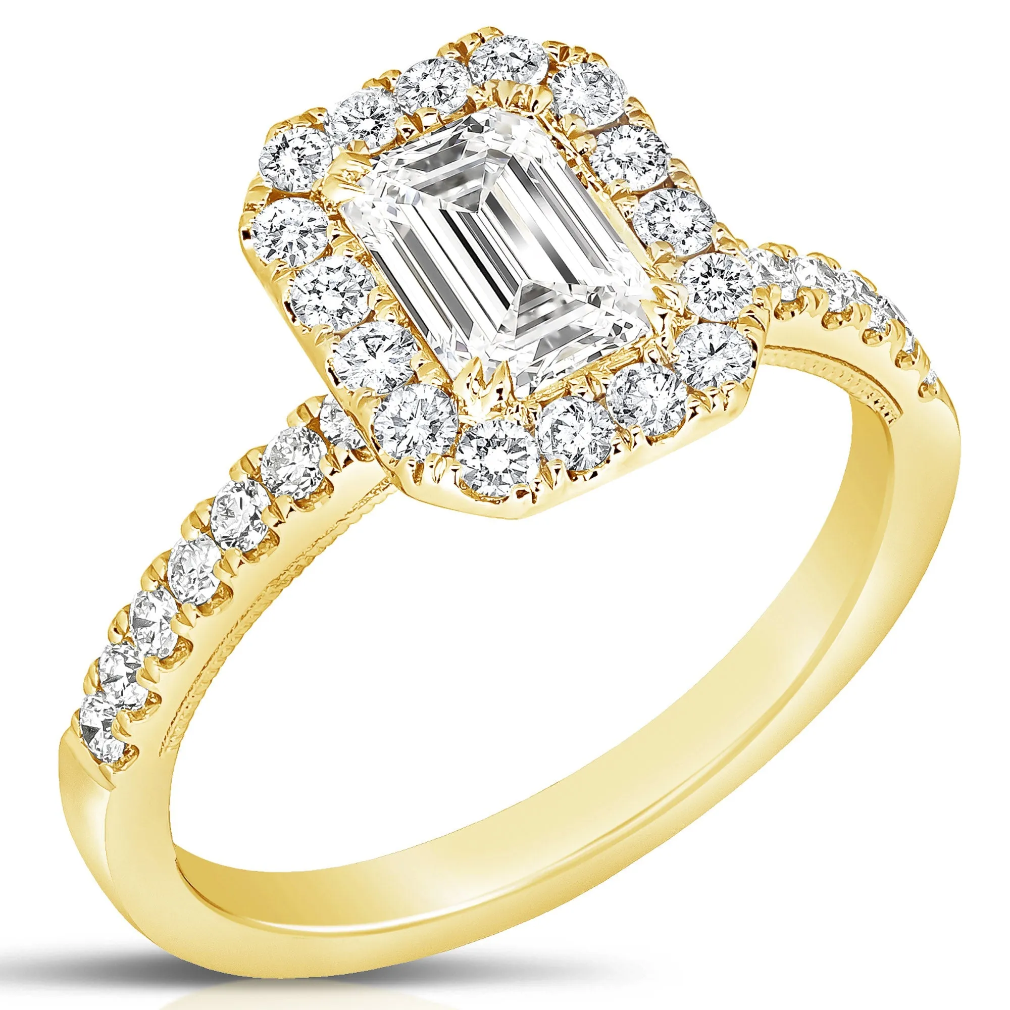1 Ct Emerald Cut Complete Engagement Ring