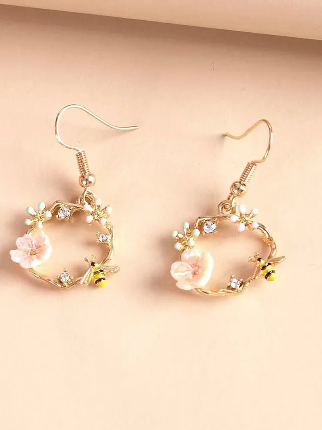 1 Pair Drop Earrings For Women's Birthday Gift Prom Alloy Classic Petal