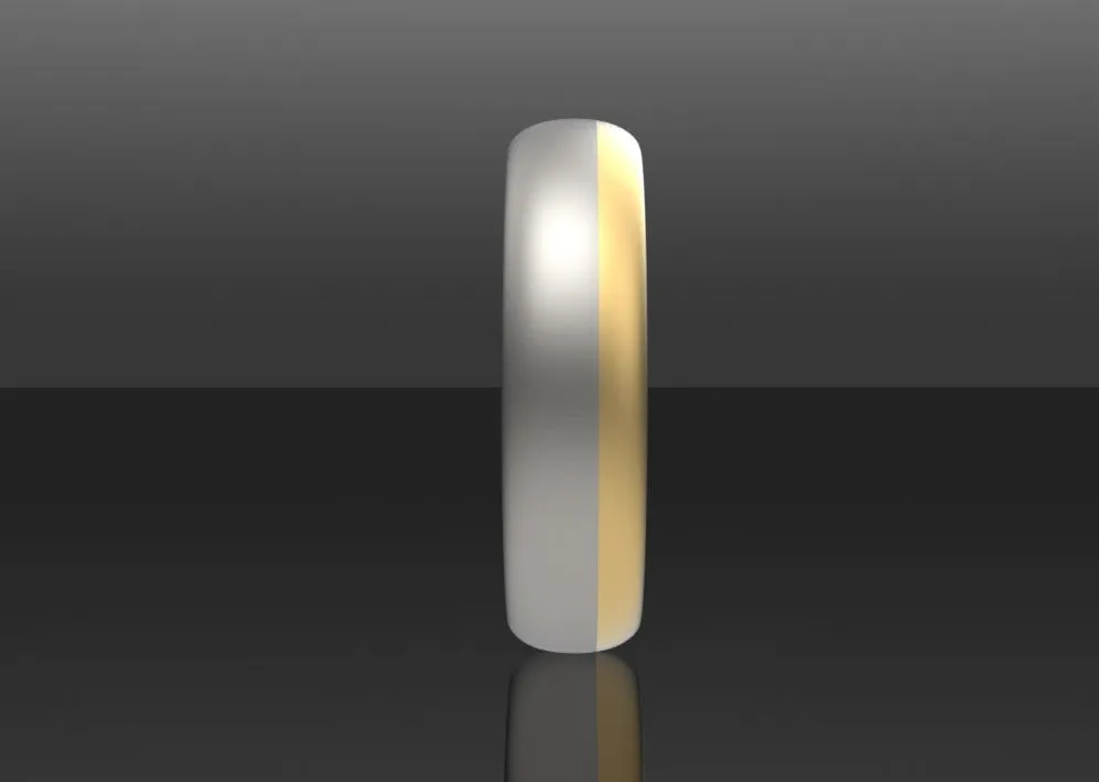 14k Gold and Sterling Silver 7.2 mm Modern Two-tone Mixed Metal Ring