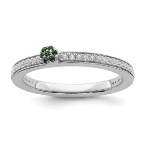 14k White Gold Stackable Expressions Created Emerald/Diamond Ring | SK2080