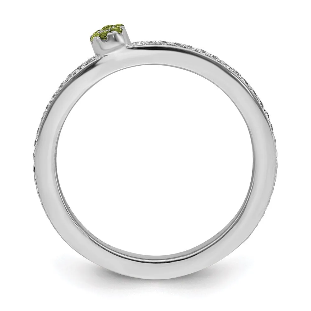 14k White Gold Stackable Expressions Peridot and Diamond Ring | SK2083