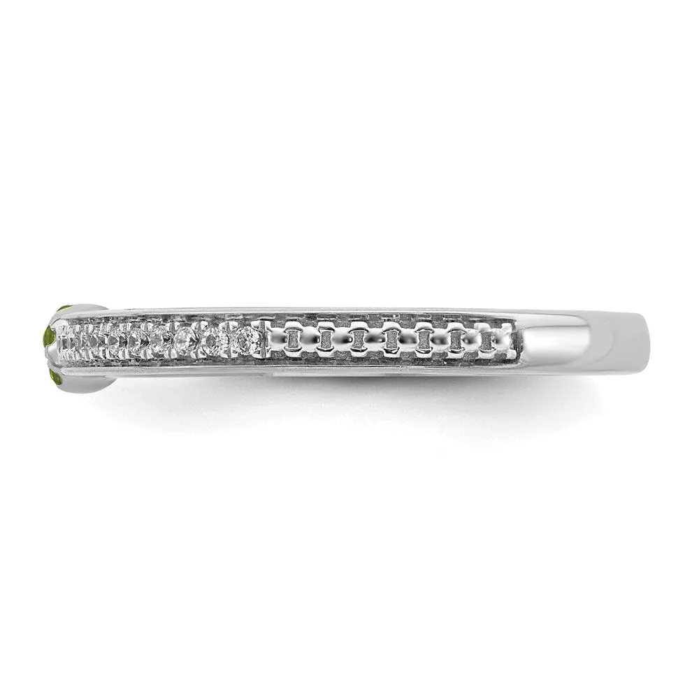 14k White Gold Stackable Expressions Peridot and Diamond Ring | SK2083