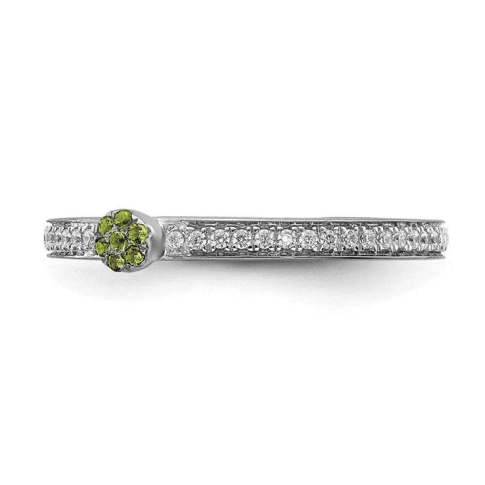 14k White Gold Stackable Expressions Peridot and Diamond Ring | SK2083