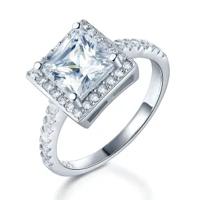 1.5 Ct Princess Created Diamond Solid 925 Sterling Silver Wedding Anniversary Engagement Ring Jewelry XFR8231