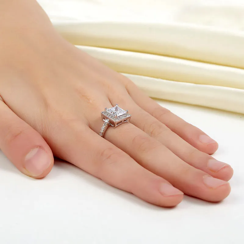 1.5 Ct Princess Created Diamond Solid 925 Sterling Silver Wedding Anniversary Engagement Ring Jewelry XFR8231