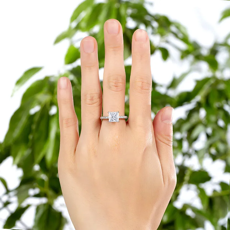 1.5 Ct Princess Cut Created Diamond 925 Sterling Silver Wedding Ring Engagement Promise Anniversary XFR8247