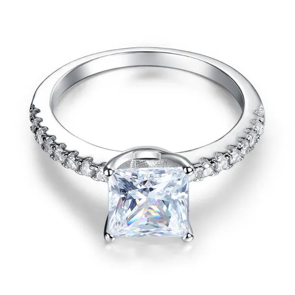1.5 Ct Princess Cut Created Diamond 925 Sterling Silver Wedding Ring Engagement Promise Anniversary XFR8247