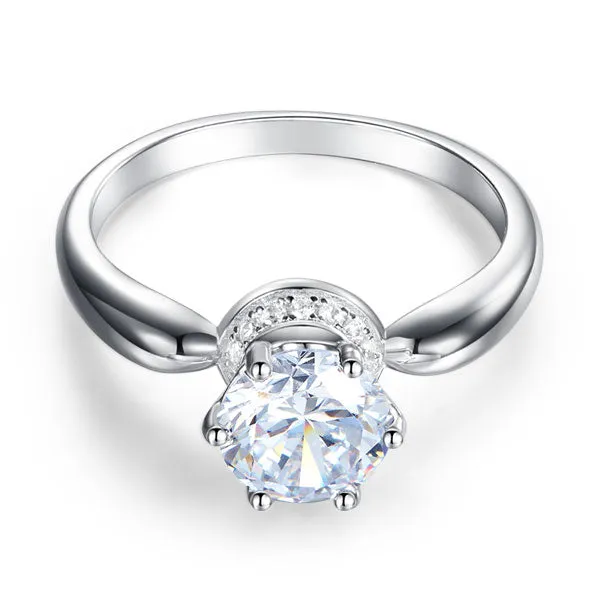 6 Claws Crown 925 Sterling Silver Wedding Promise Anniversary Ring 1.25 Ct Created Diamond Jewelry XFR8263