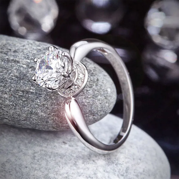 6 Claws Crown 925 Sterling Silver Wedding Promise Anniversary Ring 1.25 Ct Created Diamond Jewelry XFR8263