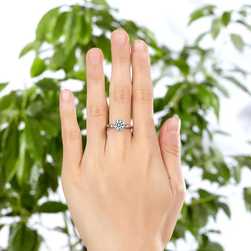 6 Claws Crown 925 Sterling Silver Wedding Promise Anniversary Ring 1.25 Ct Created Diamond Jewelry XFR8263