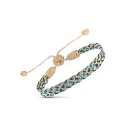 Ania n°2 Bracelet in Gold Olive Teal Blue
