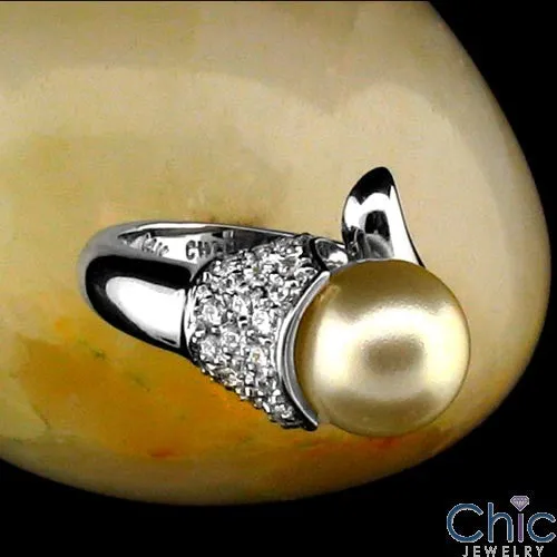 Anniversary Pearl Set Cubic Zirconia Cz Ring