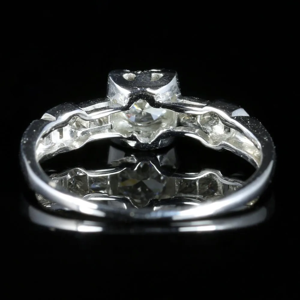 Antique Victorian Diamond Engagement Heart Ring 18Ct White Gold Circa 1900