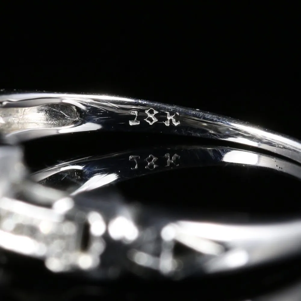 Antique Victorian Diamond Engagement Heart Ring 18Ct White Gold Circa 1900