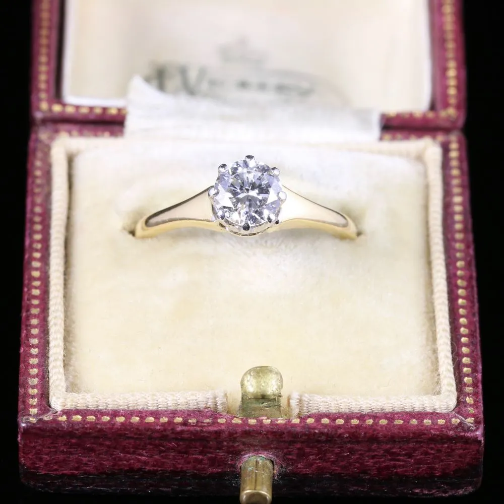 Antique Victorian Diamond Engagement Ring Circa 1900 18Ct Gold 0.70Ct
