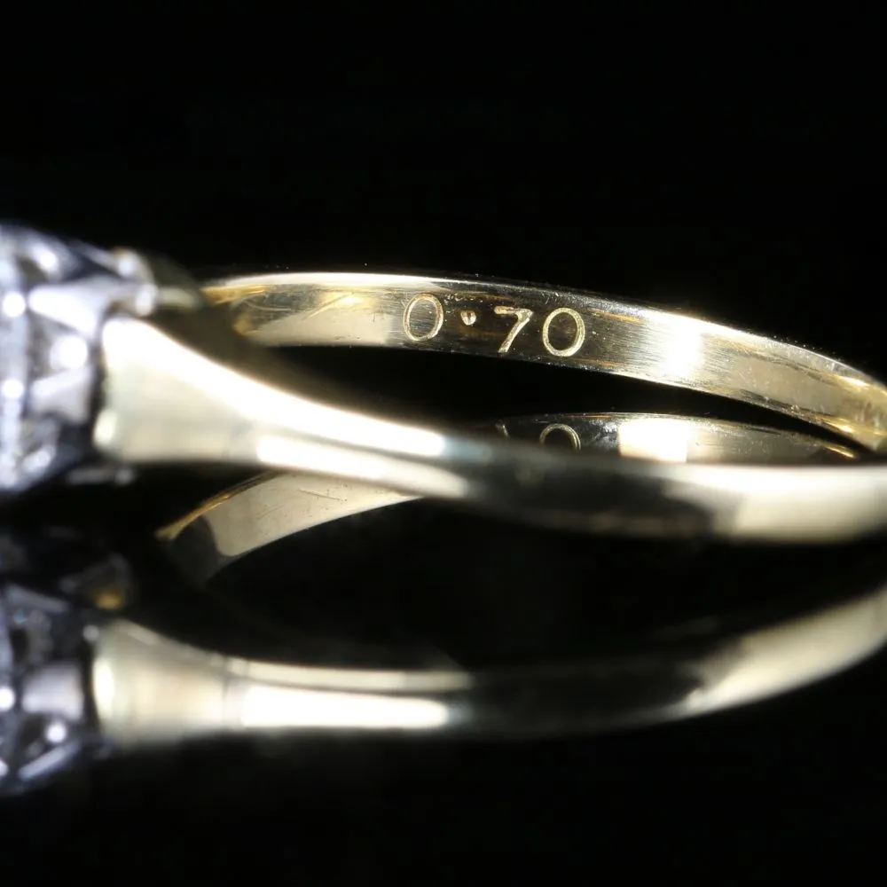 Antique Victorian Diamond Engagement Ring Circa 1900 18Ct Gold 0.70Ct