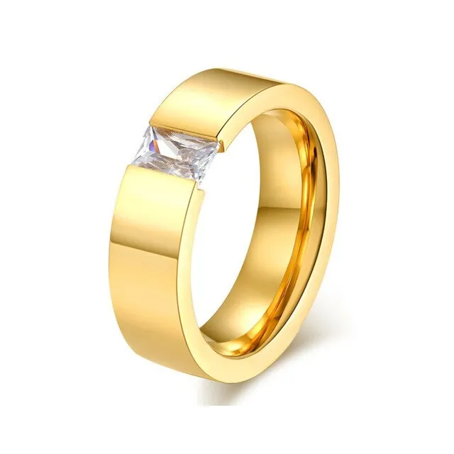 Black Round Zircon Ring for Women Gold Jewelry