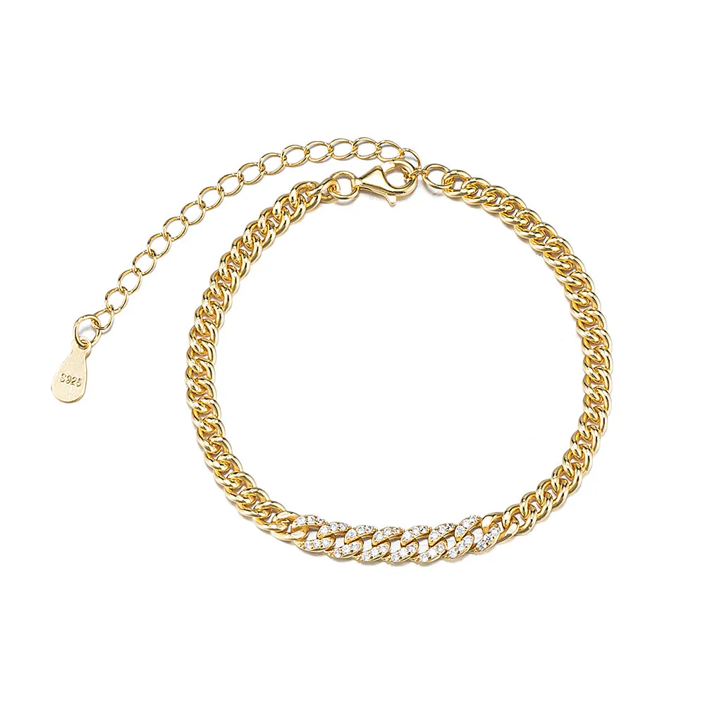 Curb Chain Bracelet CZ