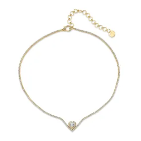 DIAMOND FLOATING HEART PAVE THREAD NECKLACE