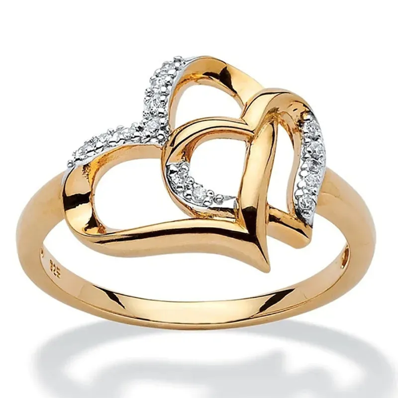 Double Heart CZ Ring