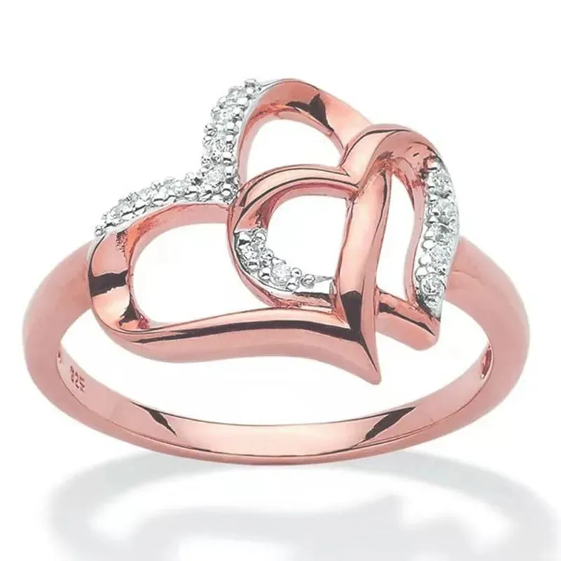 Double Heart CZ Ring