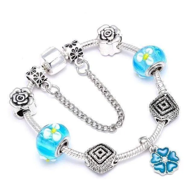 Flower Colourful Beads Charm Bracelet