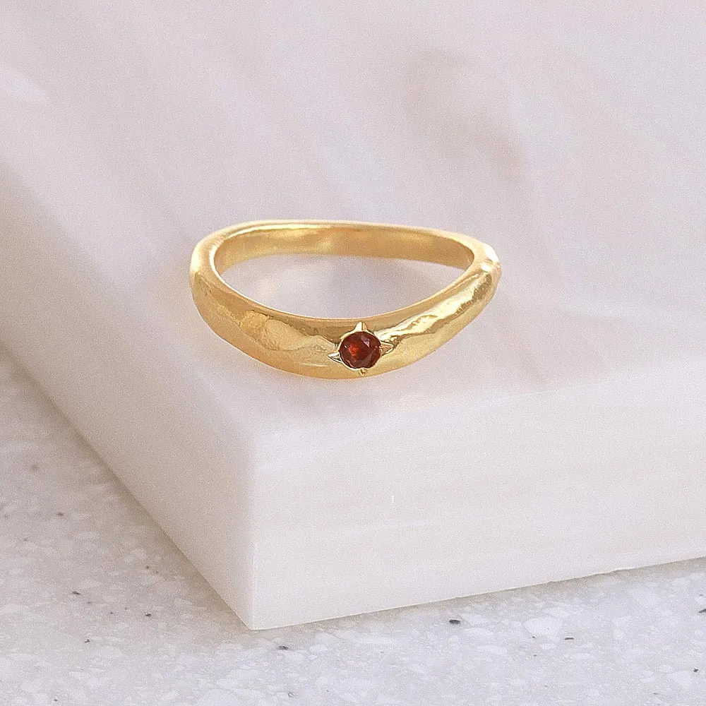 Gold Tone Texture Pinky Ring