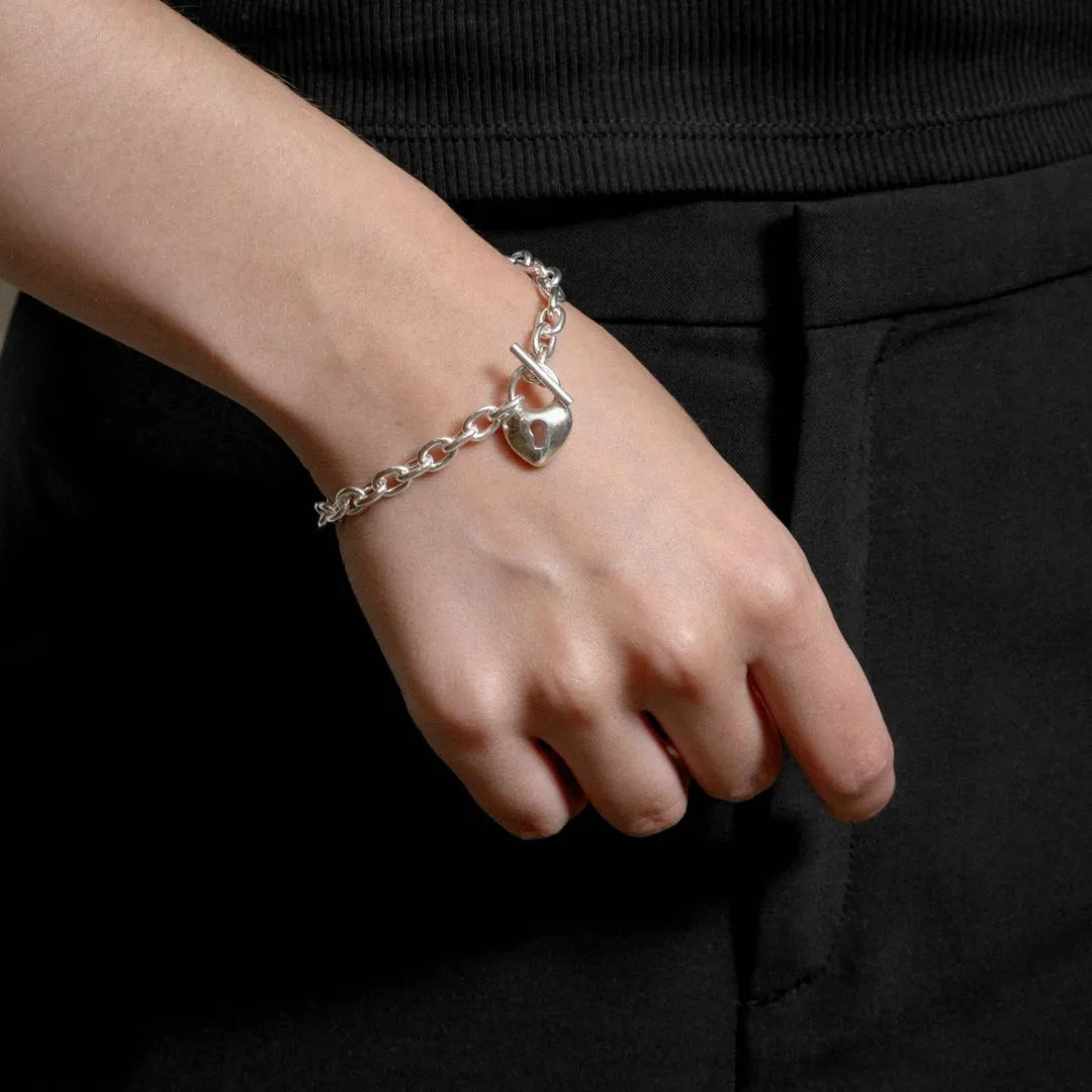 Heart Lock Bracelet (Silver)