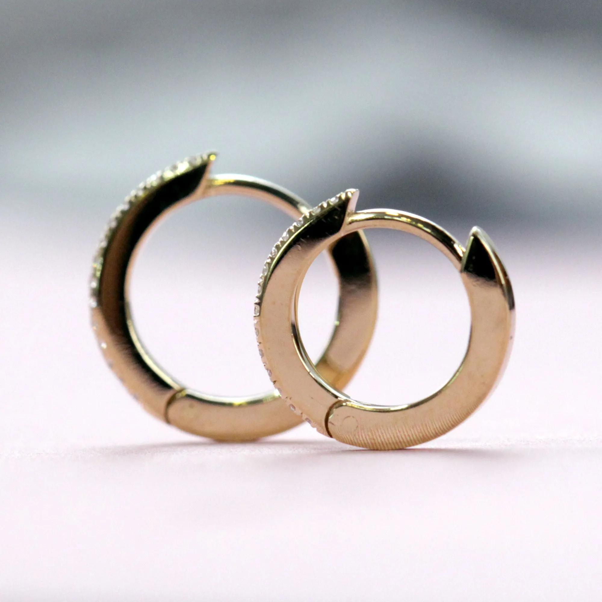 Khloé Medium Hoop Gold Earring with Black Diamonds