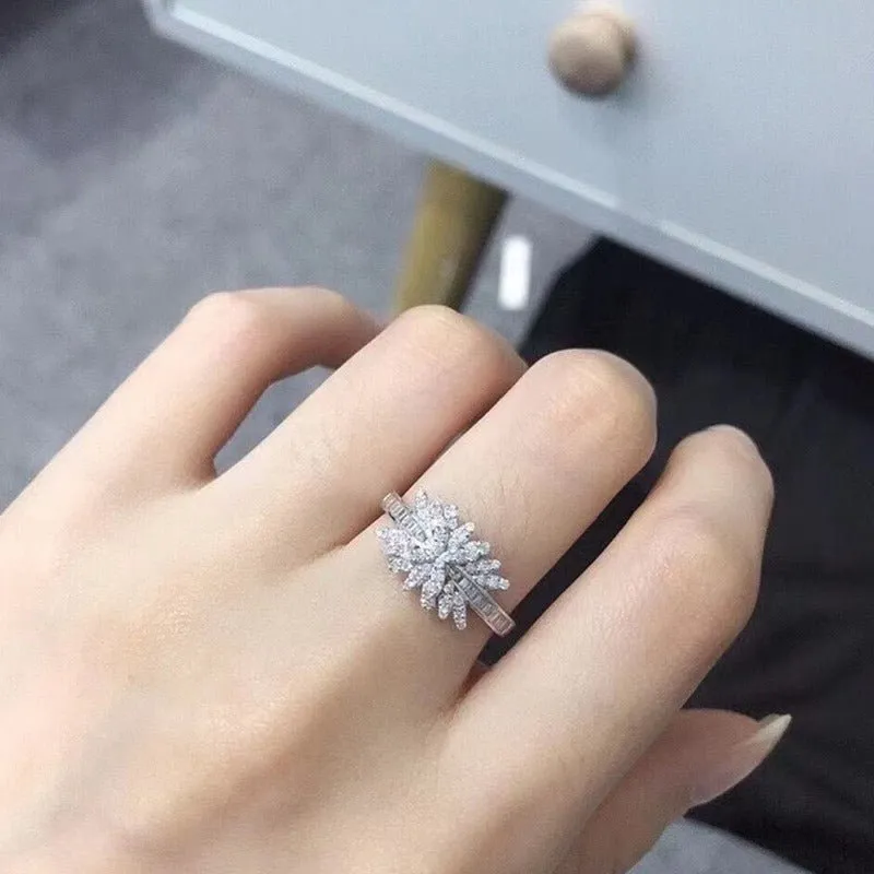 Luxurious Wedding Ring for Women Party Silver Engagement Jewelry