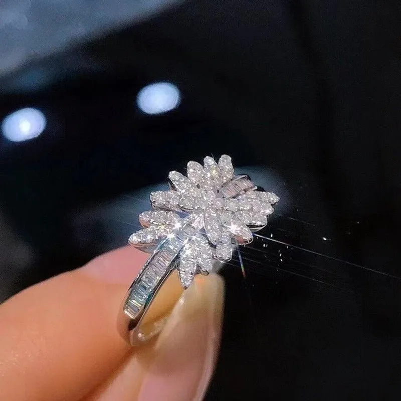 Luxurious Wedding Ring for Women Party Silver Engagement Jewelry