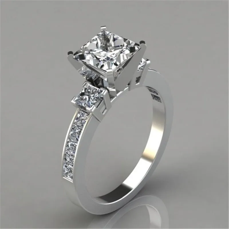 Luxury Gemtone Engagement Silver Ring For Women Wedding Jewelry