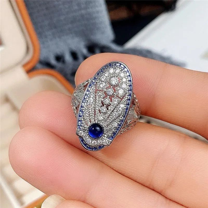 Luxury Retro Full Inlaid Ring for Women Party Anniversary Jewelry