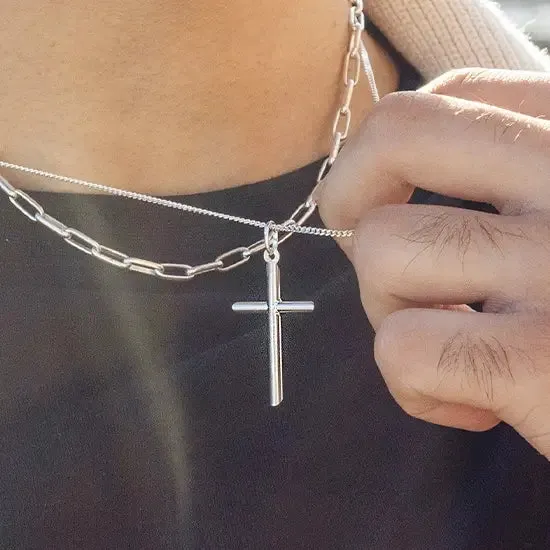 Men's Silver Cross Necklace