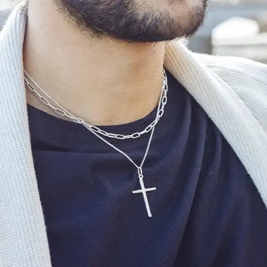Men's Silver Cross Necklace