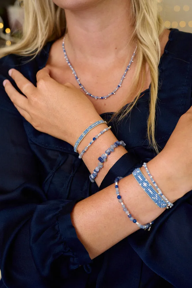 Naviti Blue Aventurine & Silver Bracelet Stack