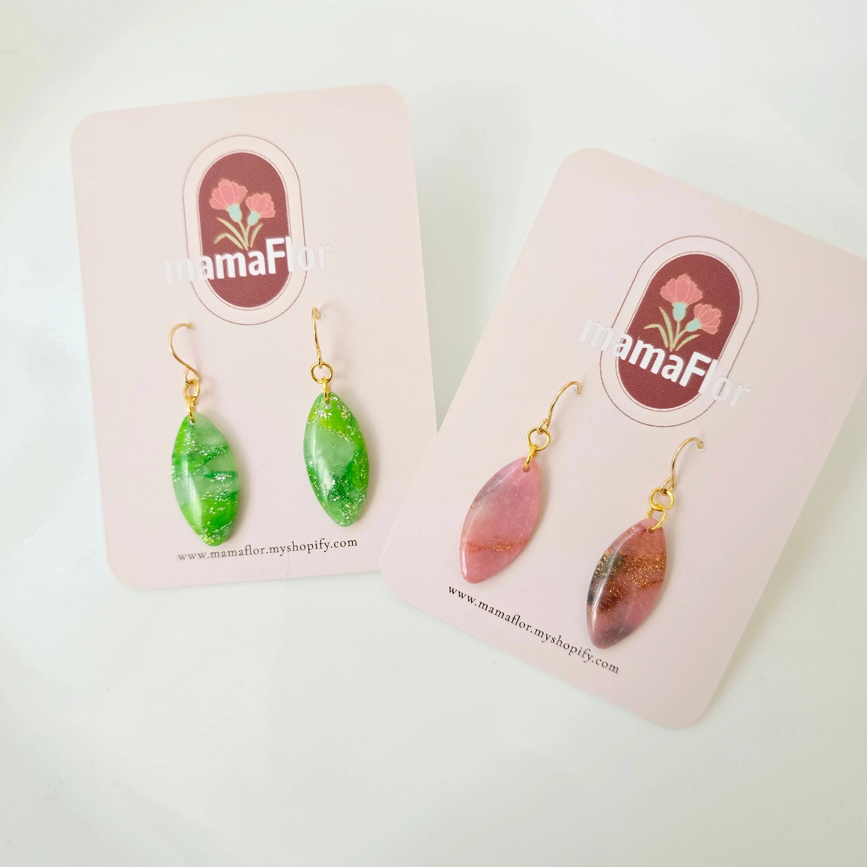 Ollie Dangle Earrings in marbled pinks
