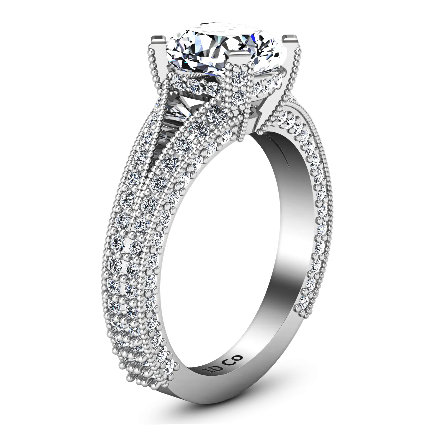 Pave Cushion Cut Engagement Ring Zahra 14K White Gold