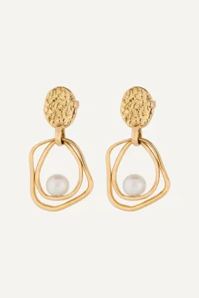 Sea Coin Trapeze Gold Earrings