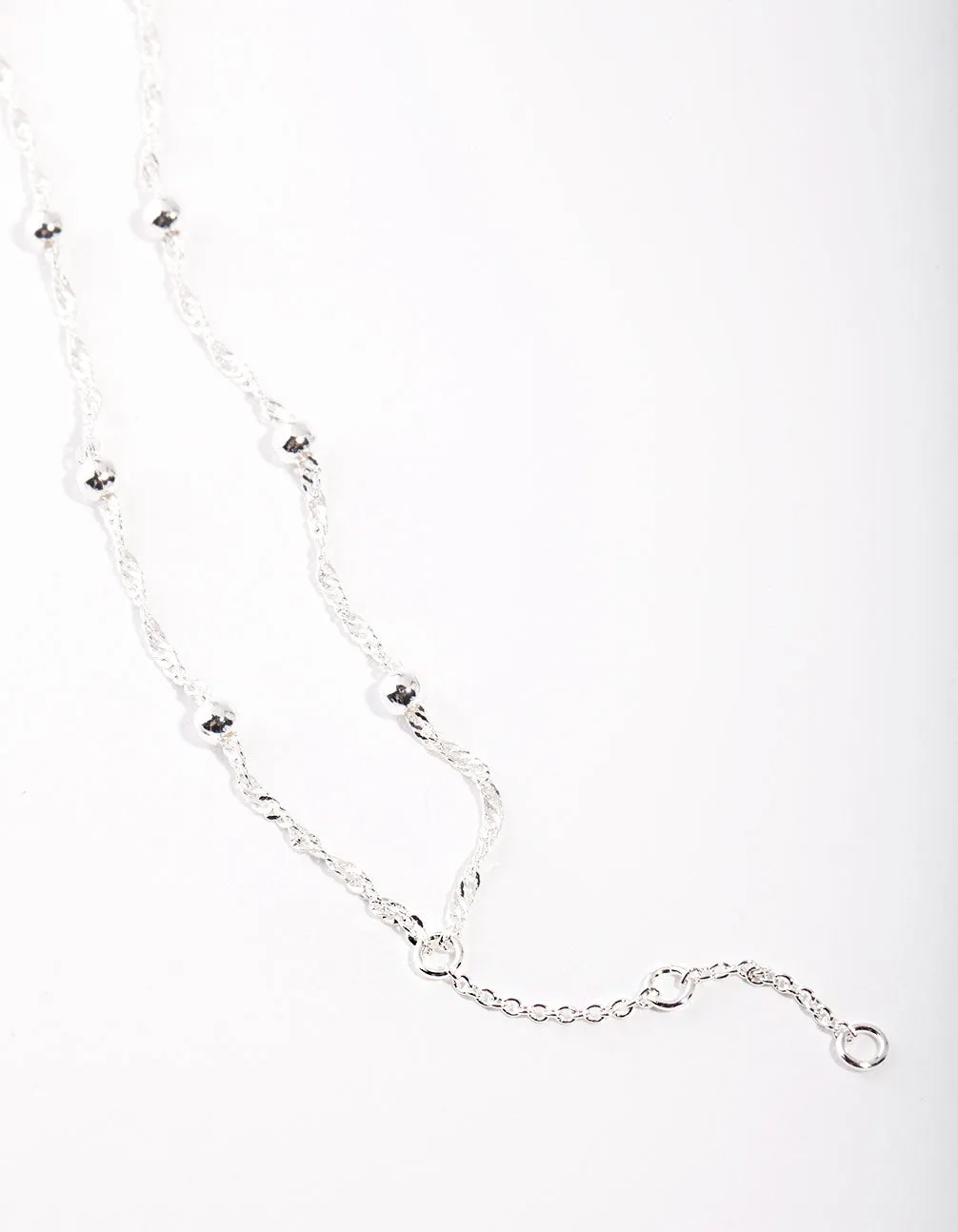 Silver 2 Row Chain & Ball Bracelet