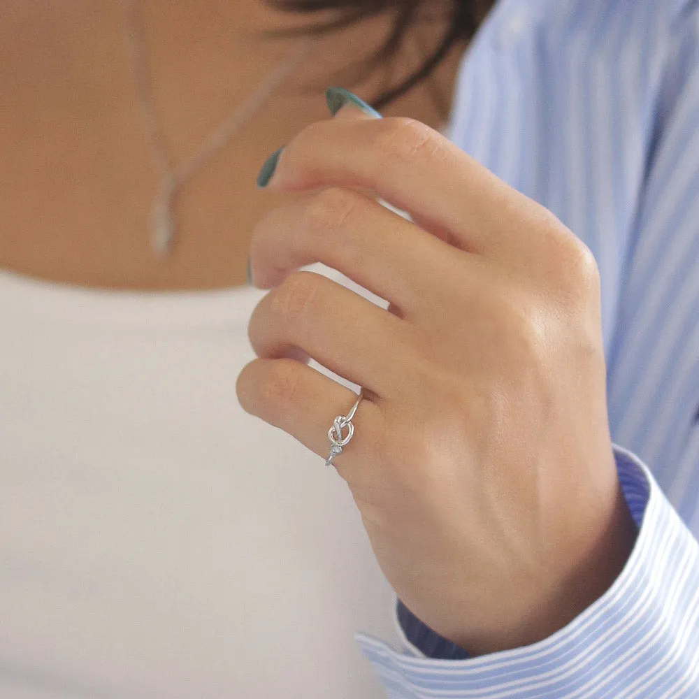 Silver Tone Knot Pinky Ring