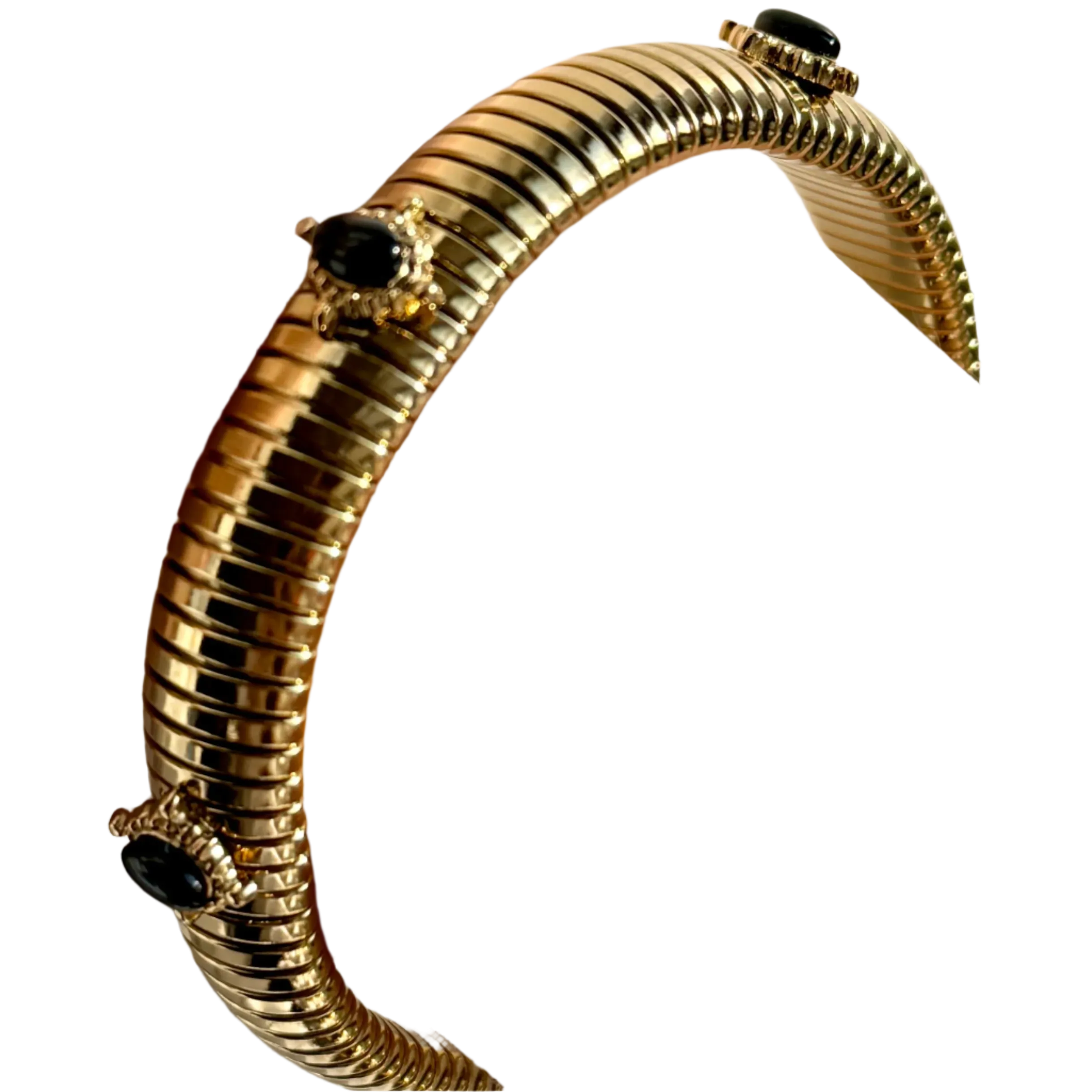 Small Onyx Stone Gold Omega Bracelet